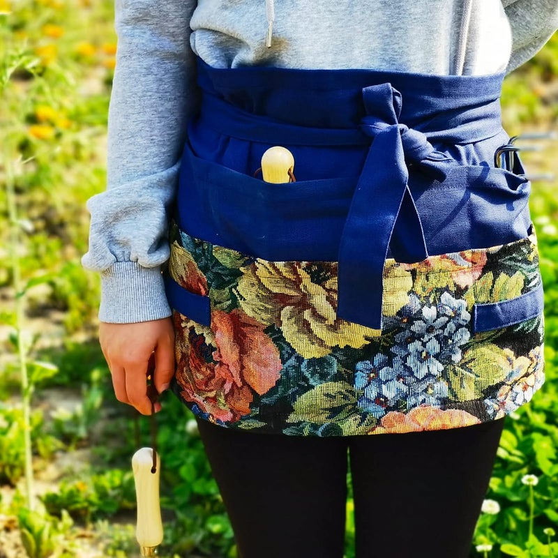 MILCIL Store Garden Apron for Woman, Serve Apron Cute, Flora Half Apron with 8 Pockets, Valentines Gift for Mom Wife Girlfriend - Image 3